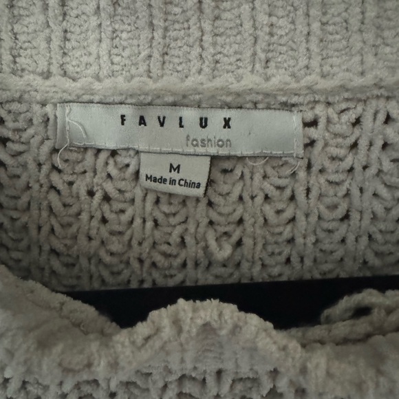 Cropped Beige Waffle Knit Sweater - Picture 2 of 3